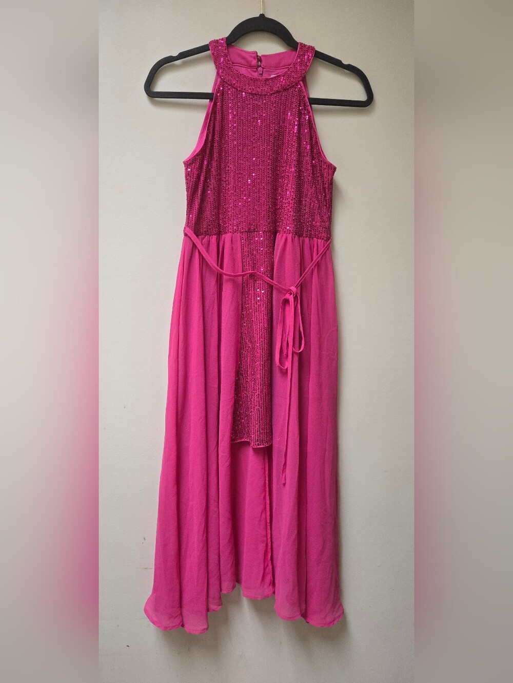 NWOT  GRACE KARIN Girls Halter Neck Sequin Dress Kids Fancy Formal Size 14Y